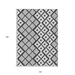 Homeroots 3' Artichoke Green And Aqua Geometric Washable Area Rug For Stylish Indoor Or Outdoor Spaces 10' X 14' Polyester 590720