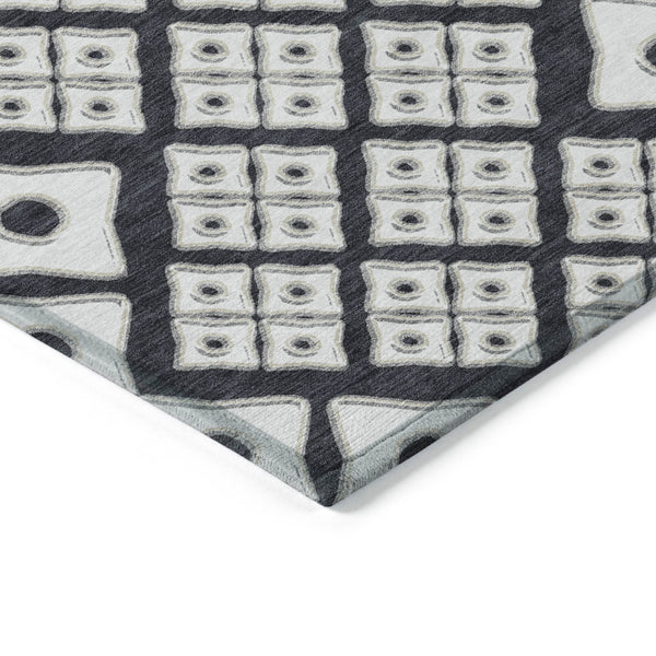 Homeroots 3' Artichoke Green And Aqua Geometric Washable Area Rug For Stylish Indoor Or Outdoor Spaces 10' X 14' Polyester 590720