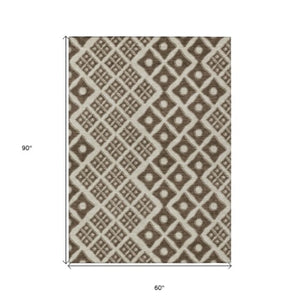 Homeroots 3' Artichoke Green And Aqua Geometric Washable Area Rug For Stylish Indoor Or Outdoor Spaces 5' X 8' Polyester 590722