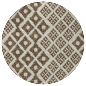 Homeroots 3' Artichoke Green And Aqua Geometric Washable Area Rug For Stylish Indoor Or Outdoor Spaces 8' Round Polyester 590723