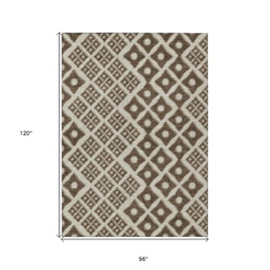 Homeroots 3' Artichoke Green And Aqua Geometric Washable Area Rug For Stylish Indoor Or Outdoor Spaces 8' X 10' Polyester 590724