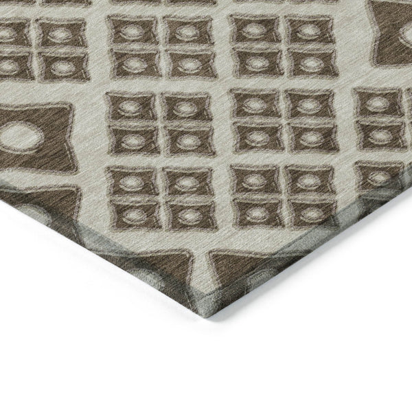 Homeroots 3' Artichoke Green And Aqua Geometric Washable Area Rug For Stylish Indoor Or Outdoor Spaces 8' X 10' Polyester 590724