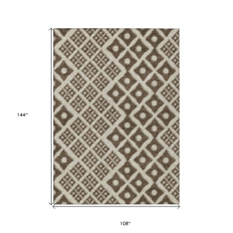 Homeroots 3' Artichoke Green And Aqua Geometric Washable Area Rug For Stylish Indoor Or Outdoor Spaces 9' X 12' Polyester 590725