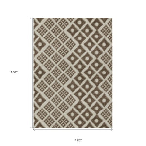 Homeroots 3' Artichoke Green And Aqua Geometric Washable Area Rug For Stylish Indoor Or Outdoor Spaces 10' X 14' Polyester 590726