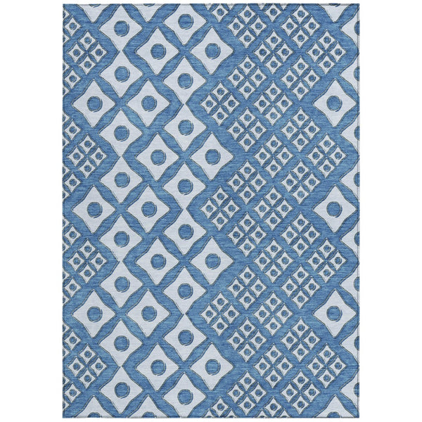 Homeroots 3' Artichoke Green And Aqua Geometric Washable Area Rug For Stylish Indoor Or Outdoor Spaces 3' X 5' Polyester 590727