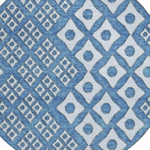 Homeroots 3' Artichoke Green And Aqua Geometric Washable Area Rug For Stylish Indoor Or Outdoor Spaces 8' Round Polyester 590729