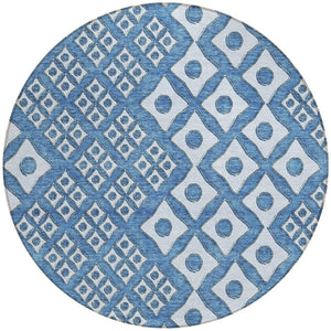 Homeroots 3' Artichoke Green And Aqua Geometric Washable Area Rug For Stylish Indoor Or Outdoor Spaces 8' Round Polyester 590729