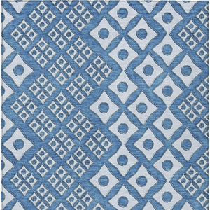 Homeroots 3' Artichoke Green And Aqua Geometric Washable Area Rug For Stylish Indoor Or Outdoor Spaces 8' X 10' Polyester 590730