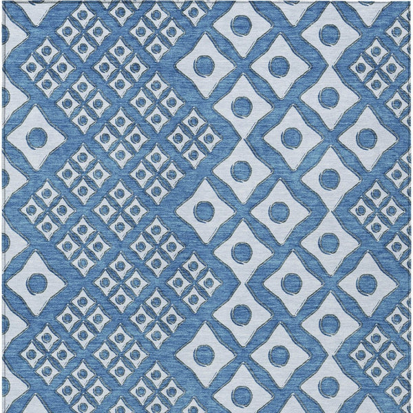 Homeroots 3' Artichoke Green And Aqua Geometric Washable Area Rug For Stylish Indoor Or Outdoor Spaces 8' X 10' Polyester 590730