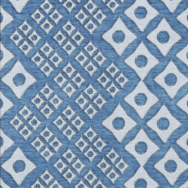 Homeroots 3' Artichoke Green And Aqua Geometric Washable Area Rug For Stylish Indoor Or Outdoor Spaces 9' X 12' Polyester 590731