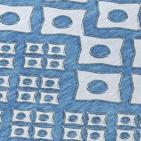 Homeroots 3' Artichoke Green And Aqua Geometric Washable Area Rug For Stylish Indoor Or Outdoor Spaces 10' X 14' Polyester 590732