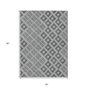 Homeroots 3' Artichoke Green And Aqua Geometric Washable Area Rug For Stylish Indoor Or Outdoor Spaces 3' X 5' Polyester 590733