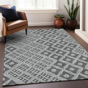 Homeroots 3' Artichoke Green And Aqua Geometric Washable Area Rug For Stylish Indoor Or Outdoor Spaces 3' X 5' Polyester 590733