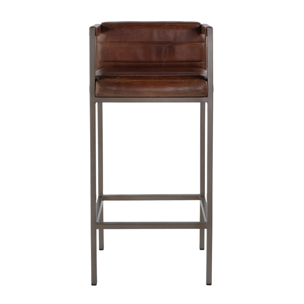 Butler Specialty Butler Leather & Iron Accent Stool - 38" Stylish Low Back Seat For Modern Dining & Bar Spaces Brown Iron,Leather 5907344-butler