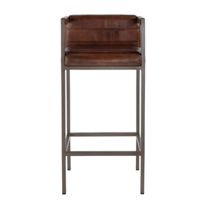 Butler Specialty Butler Leather & Iron Accent Stool - 38" Stylish Low Back Seat For Modern Dining & Bar Spaces Brown Iron,Leather 5907344-butler
