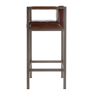 Butler Specialty Butler Leather & Iron Accent Stool - 38" Stylish Low Back Seat For Modern Dining & Bar Spaces Brown Iron,Leather 5907344-butler
