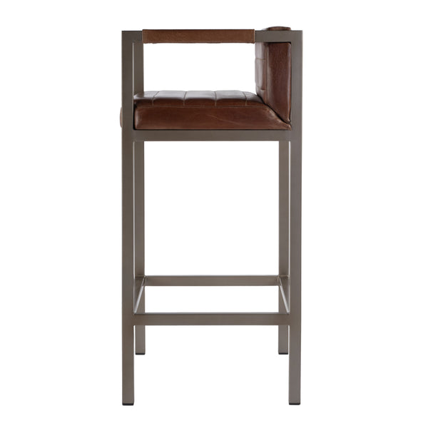 Butler Specialty Butler Leather & Iron Accent Stool - 38" Stylish Low Back Seat For Modern Dining & Bar Spaces Brown Iron,Leather 5907344-butler