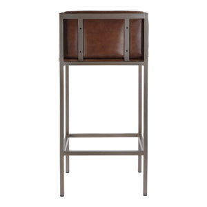 Butler Specialty Butler Leather & Iron Accent Stool - 38" Stylish Low Back Seat For Modern Dining & Bar Spaces Brown Iron,Leather 5907344-butler