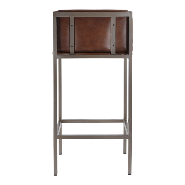 Butler Specialty Butler Leather & Iron Accent Stool - 38" Stylish Low Back Seat For Modern Dining & Bar Spaces Brown Iron,Leather 5907344-butler