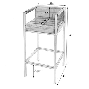 Butler Specialty Butler Leather & Iron Accent Stool - 38" Stylish Low Back Seat For Modern Dining & Bar Spaces Brown Iron,Leather 5907344-butler