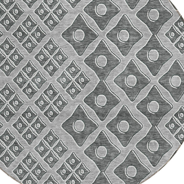 Homeroots 3' Artichoke Green And Aqua Geometric Washable Area Rug For Stylish Indoor Or Outdoor Spaces 8' Round Polyester 590735