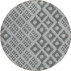 Homeroots 3' Artichoke Green And Aqua Geometric Washable Area Rug For Stylish Indoor Or Outdoor Spaces 8' Round Polyester 590735