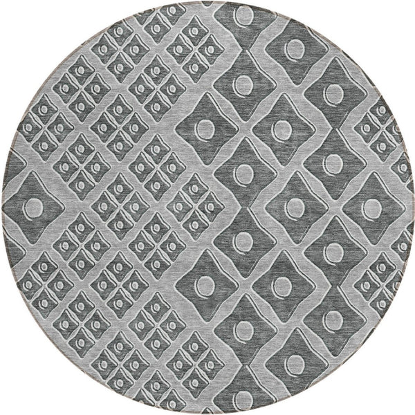 Homeroots 3' Artichoke Green And Aqua Geometric Washable Area Rug For Stylish Indoor Or Outdoor Spaces 8' Round Polyester 590735