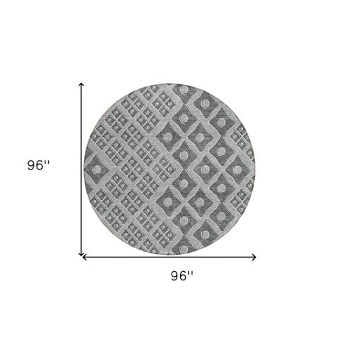 Homeroots 3' Artichoke Green And Aqua Geometric Washable Area Rug For Stylish Indoor Or Outdoor Spaces 8' Round Polyester 590735