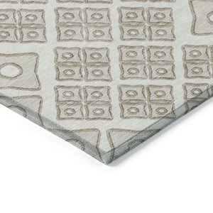 Homeroots 3' Artichoke Green And Aqua Geometric Washable Area Rug For Stylish Indoor Or Outdoor Spaces 10' X 14' Polyester 590744