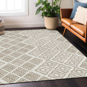 Homeroots 3' Artichoke Green And Aqua Geometric Washable Area Rug For Stylish Indoor Or Outdoor Spaces 10' X 14' Polyester 590744