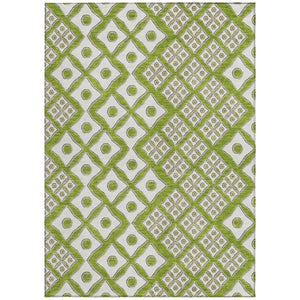 Homeroots 3' Artichoke Green And Aqua Geometric Washable Area Rug For Stylish Indoor Or Outdoor Spaces 8' X 10' Polyester 590748