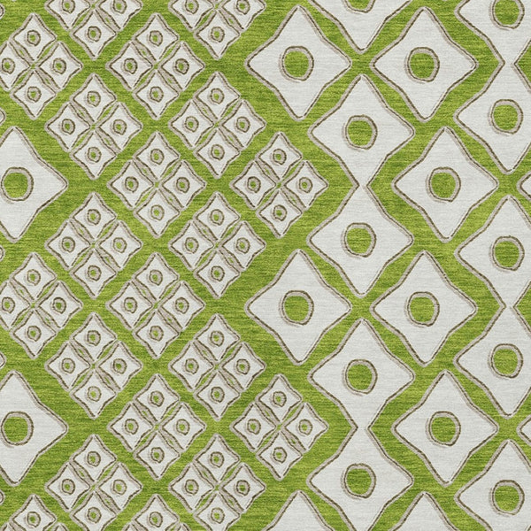 Homeroots 3' Artichoke Green And Aqua Geometric Washable Area Rug For Stylish Indoor Or Outdoor Spaces 8' X 10' Polyester 590748