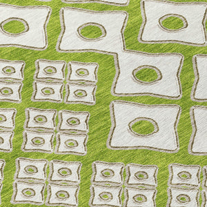 Homeroots 3' Artichoke Green And Aqua Geometric Washable Area Rug For Stylish Indoor Or Outdoor Spaces 8' X 10' Polyester 590748