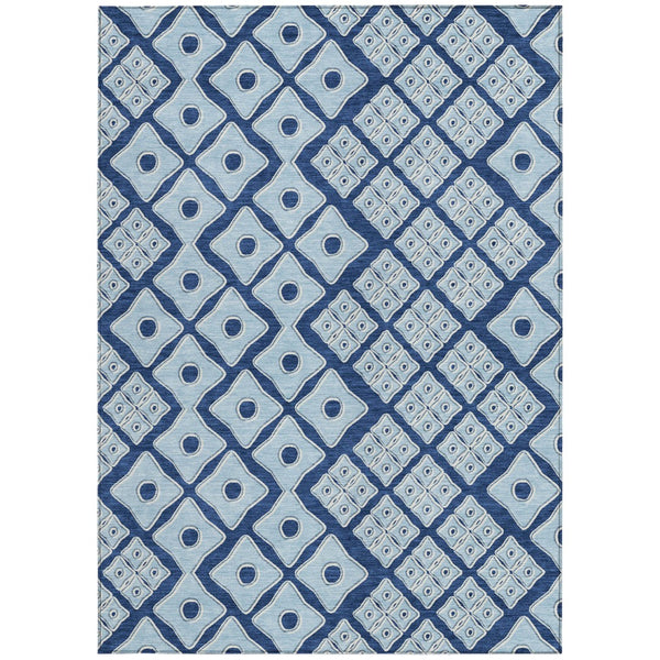 Homeroots 3' Artichoke Green And Aqua Geometric Washable Area Rug For Stylish Indoor Or Outdoor Spaces 3' X 5' Polyester 590751
