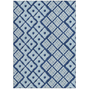 Homeroots 3' Artichoke Green And Aqua Geometric Washable Area Rug For Stylish Indoor Or Outdoor Spaces 5' X 8' Polyester 590752