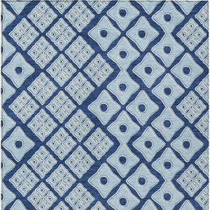 Homeroots 3' Artichoke Green And Aqua Geometric Washable Area Rug For Stylish Indoor Or Outdoor Spaces 5' X 8' Polyester 590752