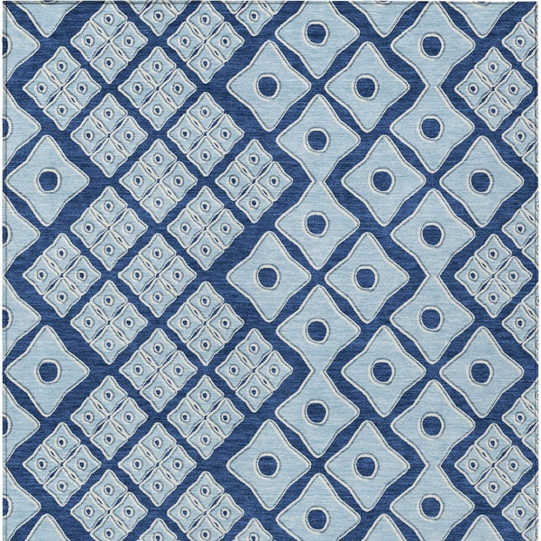Homeroots 3' Artichoke Green And Aqua Geometric Washable Area Rug For Stylish Indoor Or Outdoor Spaces 5' X 8' Polyester 590752