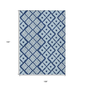 Homeroots 3' Artichoke Green And Aqua Geometric Washable Area Rug For Stylish Indoor Or Outdoor Spaces 9' X 12' Polyester 590755