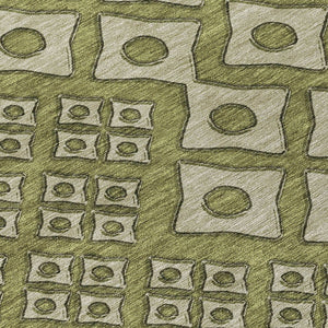 Homeroots 3' Artichoke Green And Aqua Geometric Washable Area Rug For Stylish Indoor Or Outdoor Spaces 8' Round Polyester 590759