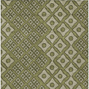 Homeroots 3' Artichoke Green And Aqua Geometric Washable Area Rug For Stylish Indoor Or Outdoor Spaces 9' X 12' Polyester 590761