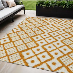 Homeroots 3' Artichoke Green And Aqua Geometric Washable Area Rug For Stylish Indoor Or Outdoor Spaces 5' X 8' Polyester 590764