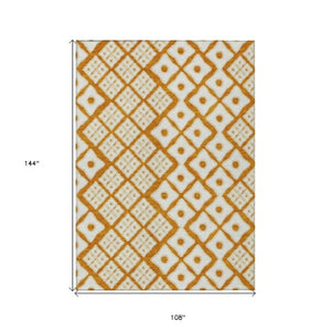 Homeroots 3' Artichoke Green And Aqua Geometric Washable Area Rug For Stylish Indoor Or Outdoor Spaces 9' X 12' Polyester 590767