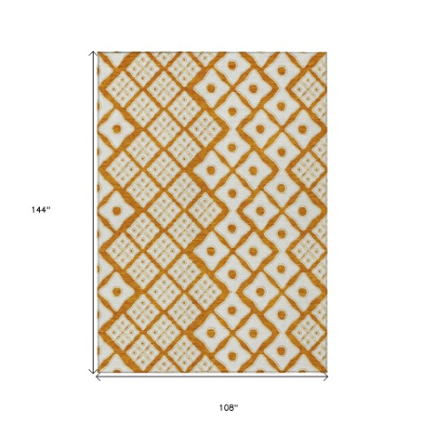 Homeroots 3' Artichoke Green And Aqua Geometric Washable Area Rug For Stylish Indoor Or Outdoor Spaces 9' X 12' Polyester 590767