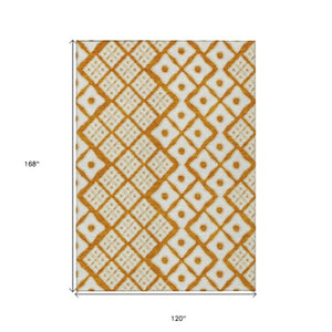 Homeroots 3' Artichoke Green And Aqua Geometric Washable Area Rug For Stylish Indoor Or Outdoor Spaces 10' X 14' Polyester 590768