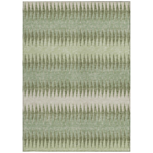 Homeroots 3' Stylish Artichoke Green Striped Area Rug – Washable & Durable For Indoor Outdoor Use 3' X 5' Polyester 590775