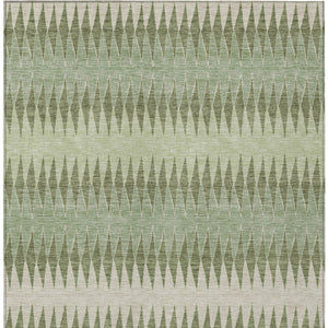 Homeroots 3' Stylish Artichoke Green Striped Area Rug – Washable & Durable For Indoor Outdoor Use 5' X 8' Polyester 590776