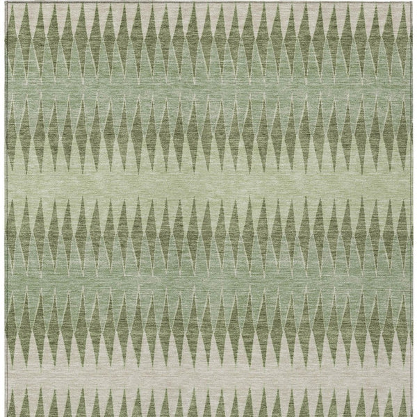 Homeroots 3' Stylish Artichoke Green Striped Area Rug – Washable & Durable For Indoor Outdoor Use 5' X 8' Polyester 590776