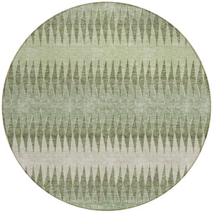 Homeroots 3' Stylish Artichoke Green Striped Area Rug – Washable & Durable For Indoor Outdoor Use 8' Round Polyester 590777