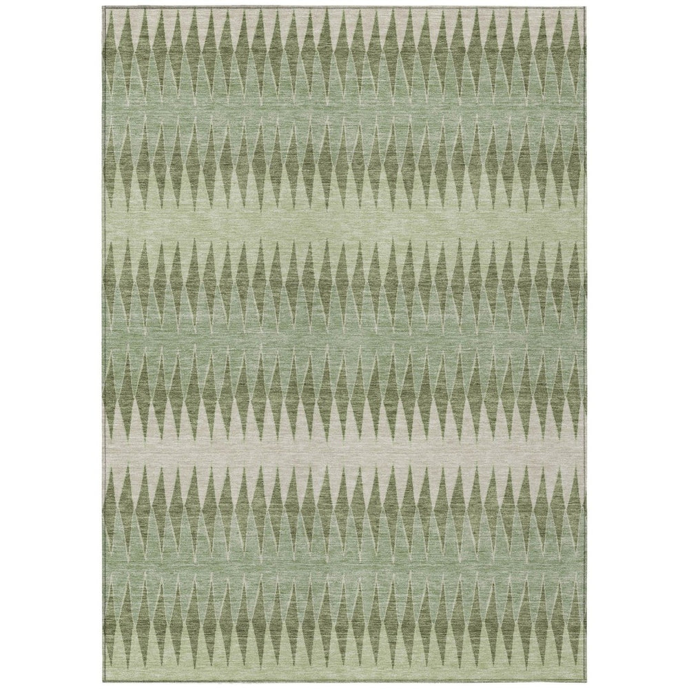 HomeRoots 5' Artichoke Green Striped Area Rug - Stylish, Washable, Durable Design for Indoor and Outdoor Spaces 8' X 10' 590778