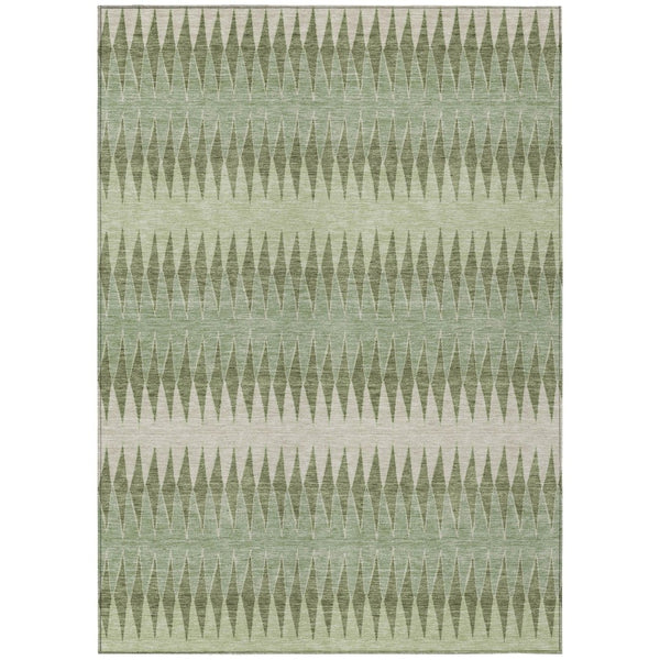 HomeRoots 5' Artichoke Green Striped Area Rug - Stylish, Washable, Durable Design for Indoor and Outdoor Spaces 8' X 10' 590778